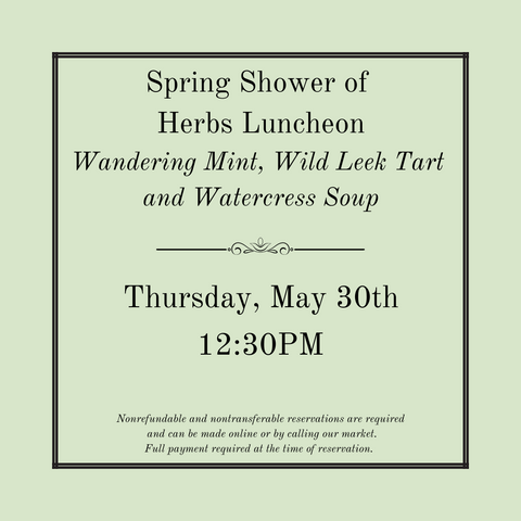 A Meadow Herb Luncheon - Wandering Mint, Wild Leek Tart & Watercress Soup - May 30th